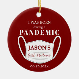 Ornamento De Cerâmica Nascer em Pandemic Baby 1rua Sólido de Natal