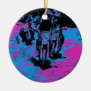 Ornamento De Cerâmica "Nascer para Corrida" Motocross Dirt-Bike Champion