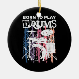 Ornamento De Cerâmica Nascer Para Tocar Drumm Drumming Rock Music Banda