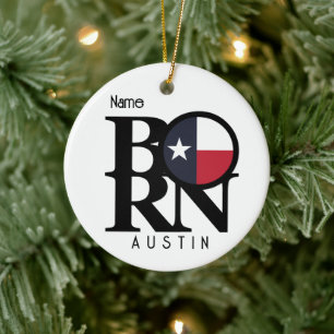 Ornamento De Cerâmica NASCIDO Austin Texas