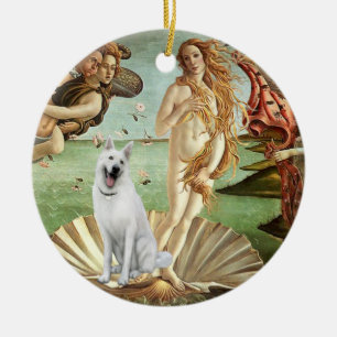 Ornamento De Cerâmica Nascimento do German shepherd Vênus-Branco