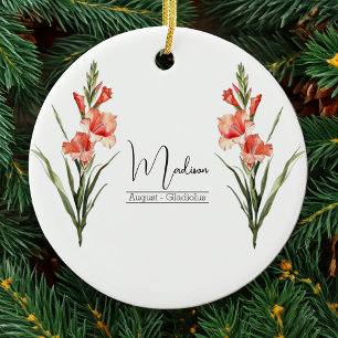 Ornamento De Cerâmica Nascimento Mês Flor August Gladiolus Ornament