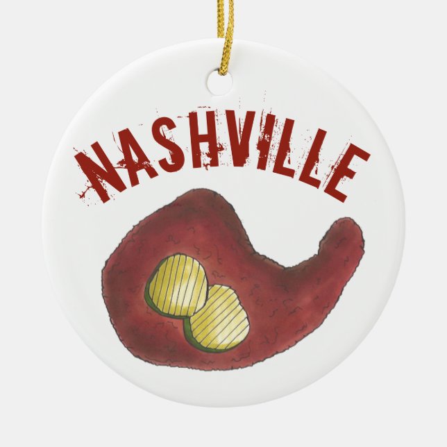 Ornamento De Cerâmica Nashville Tennessee Hot Chicken Barbecue CHURRASCO (Frente)