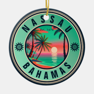 Ornamento De Cerâmica Nassau Bahamas Retro viagem Souvenir 1950