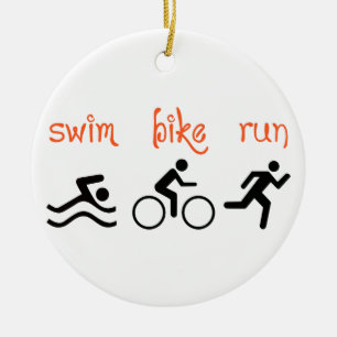 Ornamento De Cerâmica Natação Bike Run