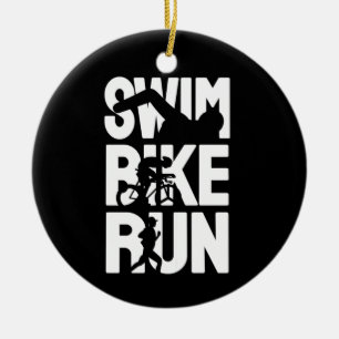 Ornamento De Cerâmica Natação Bike Run