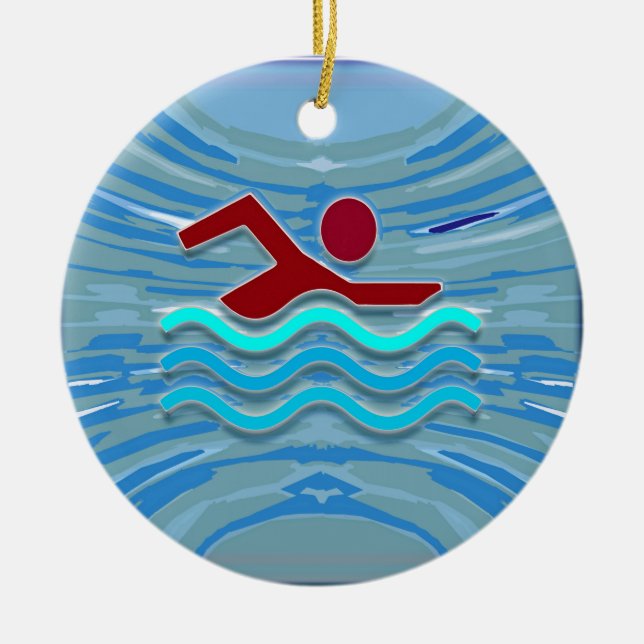 Ornamento De Cerâmica Natação da malhação NVN254 do exercício do nadador (Frente)