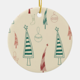 Ornamento De Cerâmica Natais vintages Art Plant Art One Little Christm
