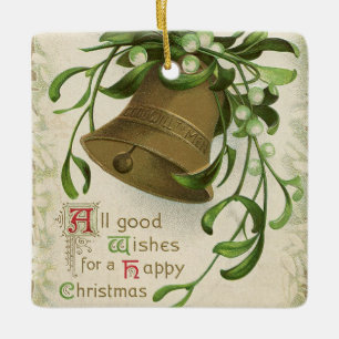 Ornamento De Cerâmica Natais vintages Bell (Mistura) Boa vontade aos Hom
