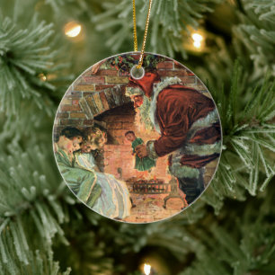 Ornamento De Cerâmica Natais vintages, Crianças do Pai Natal Vitoriano
