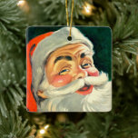 Ornamento De Cerâmica Natais vintages, Jolly Retro 50 Papai Noel<br><div class="desc">Ilustração Vintage Imagem de Natal com um close-up de um retrato alegre do Pai Natal sorrindo.</div>