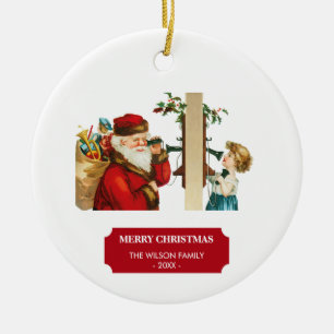 Ornamento De Cerâmica Natais vintages Papai Noel e Natal Filho