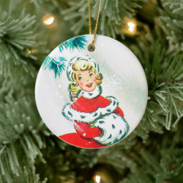 Ornamento De Cerâmica natais vintages retro festivos senhora Holiday