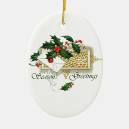 Ornamento De Cerâmica Natais vintages Seasons Saudações