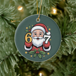 Ornamento De Cerâmica Natal 67 Xmas Engraçado Seis Sete Papai Noel