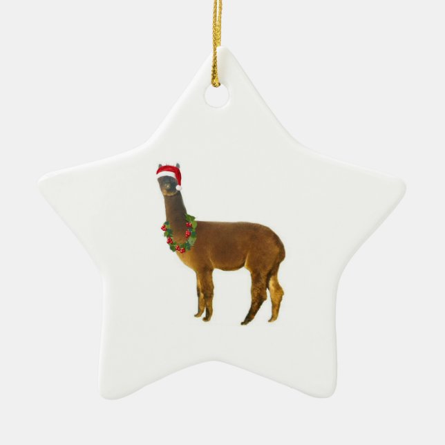 Ornamento De Cerâmica Natal - Alpaca (Frente)
