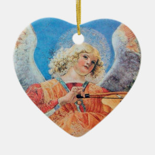 Ornamento De Cerâmica NATAL ANGEL Blue Sapphire Heart