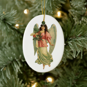 Ornamento De Cerâmica Natal Antigo, Anjo Vitoriano Antigo