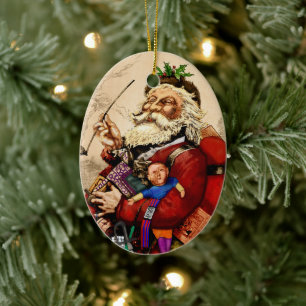 Ornamento De Cerâmica Natal Antigo, Brinquedos de Cachimbo do Papai Noel