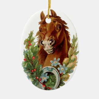 Ornamento De Cerâmica Natal antigo, Cavalo