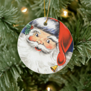 Ornamento De Cerâmica Natal Antigo, Papai Noel Alegre com Música