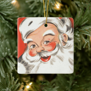 Ornamento De Cerâmica Natal Antigo, Papai Noel Alegre com Sorriso