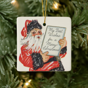 Ornamento De Cerâmica Natal Antigo Papai Noel e Crianças Dançam