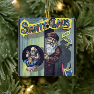 Ornamento De Cerâmica Natal Antigo, Papai Noel e Seu Trabalho Livro
