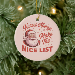 Ornamento De Cerâmica Natal Antigo Papai Noel Enfermeiras Fazem a Lista 
