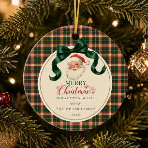 Ornamento De Cerâmica Natal Antigo Papai Noel Xadrez Merry Christmas