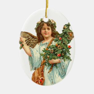 Ornamento De Cerâmica Natal antiquado, anjo