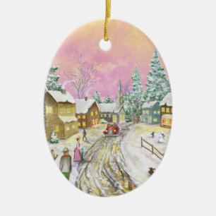 Ornamento De Cerâmica Natal antiquado de Snowland