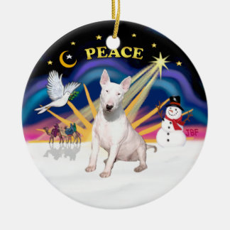Ornamento De Cerâmica Natal ao Nascer do Sol - Bull Terrier