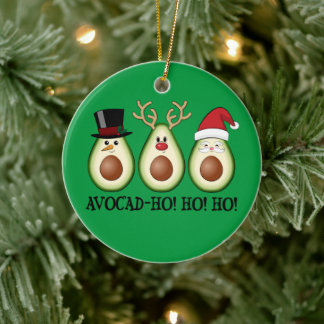 Ornamento De Cerâmica Natal Avocado Frosty, Rudolph e Papais noeis