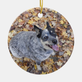 ORNAMENTO DE CERÂMICA NATAL AZUL ORNAME DO CÃO AUSTRALIANO HEELER DO