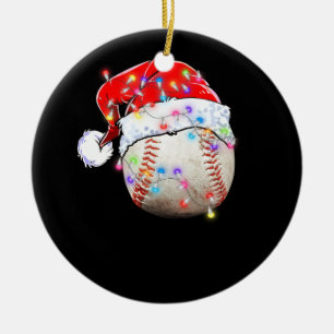 Ornamento De Cerâmica Natal Baseball Ball Santa Hat Engraçado Esporte N