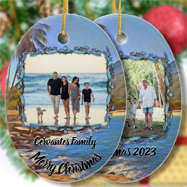 Ornamento De Cerâmica Natal Beach Family Holiday 761