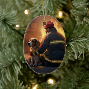 Ornamento De Cerâmica Natal Beagle, Presente para Amante de Cães Bombeir