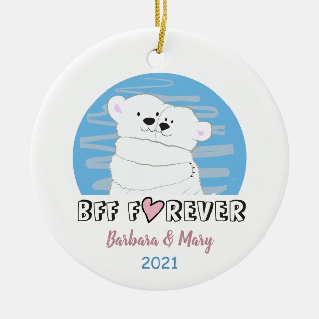 Ornamento De Cerâmica Natal BFF (Frente)