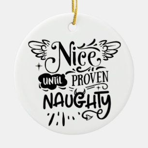 Ornamento De Cerâmica Natal Bom Até Provado Travesso Papai Noel Engraçad