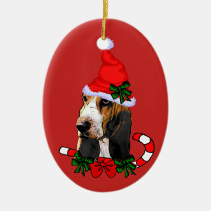 Ornamento De Cerâmica Natal bonito de Basset Hound