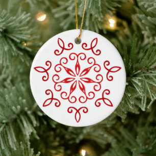 Ornamento De Cerâmica Natal Bonito, Vermelho Branco, Tradicional