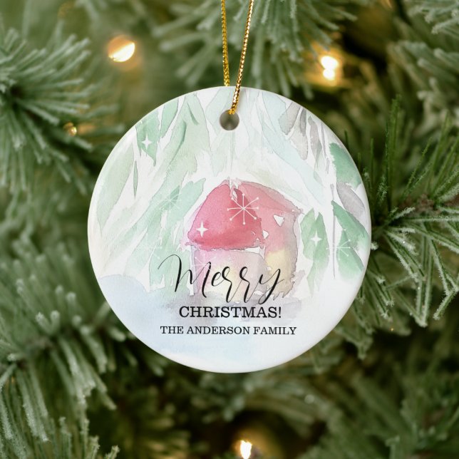 Ornamento De Cerâmica Natal branco da Vila do Campo (Árvore)