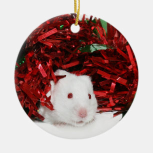 Ornamento De Cerâmica Natal branco do hamster