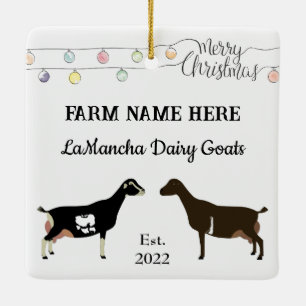 Ornamento De Cerâmica Natal Branco personalizado do LaMancha Dairy Goat