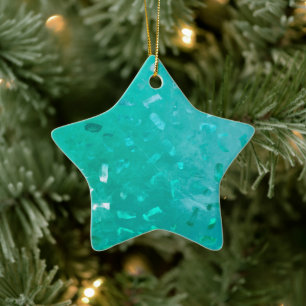 Ornamento De Cerâmica Natal Brilho Verde Azul