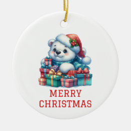 Ornamento De Cerâmica Natal Cachorrinho de Urso Fofo