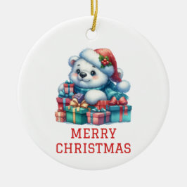 Ornamento De Cerâmica Natal Cachorrinho de Urso Fofo