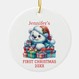 Ornamento De Cerâmica Natal Cachorrinho de Urso Fofo