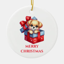 Ornamento De Cerâmica Natal Cachorrinho Fofo